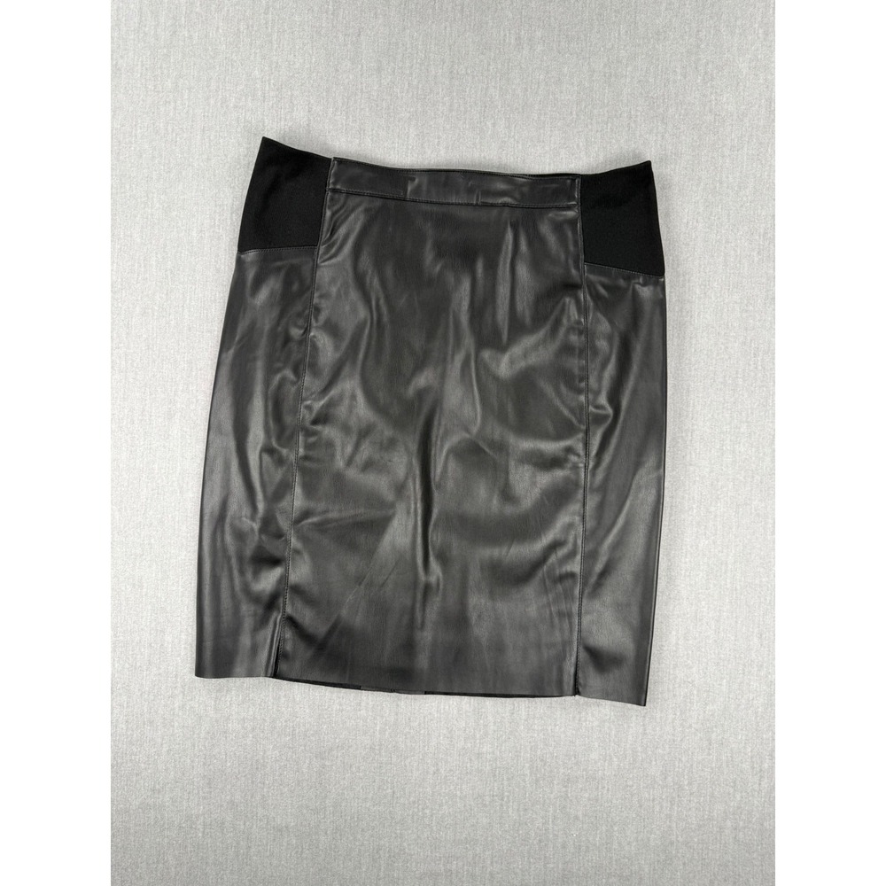 Vero Moda Vmbuttersia HW‎ Coated Skirt Black Faux Leather Pencil Skirt XL
